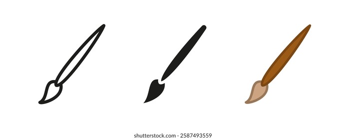 Paintbrush icon. Art tool symbol. Painting vector illustration. Artist's brush sign. Creative design pictogram. Drawing and craft instrument concept.