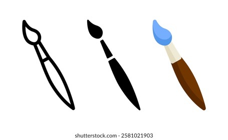 Paintbrush icon. Artistic tool for painting sign. Creative design and drawing symbol. Classic brush for watercolor and acrylic pictogram. Art supply illustration