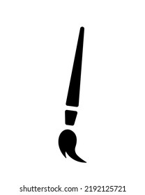 paintbrush icon, black paint brush silhouette, art symbol, single vector element