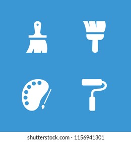 Paintbrush icon. collection of 4 paintbrush filled icons such as paint roller, paint brush, palette. editable paintbrush icons for web and mobile.