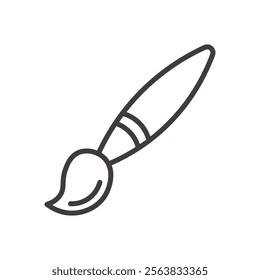 Paintbrush Icon Depicting a Brush with Paint Drip in Black and White