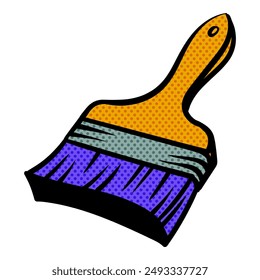 Paintbrush icon doodle sketch halftone color vector illustration