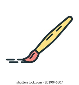 Paintbrush icon, educational institution process school, color outline flat vector illustration, isolated on white. Office supplies symbol, concept back to school.