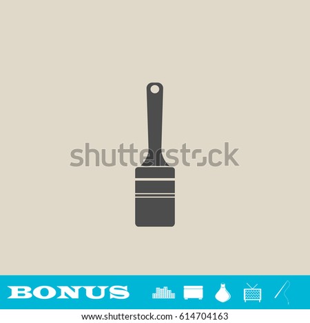 Paintbrush icon flat. Grey pictogram on light background. Vector illustration symbol and bonus button real estate, ottoman, vase, tv, fishing rod