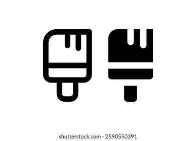 Paintbrush icon in outline and solid style Vector