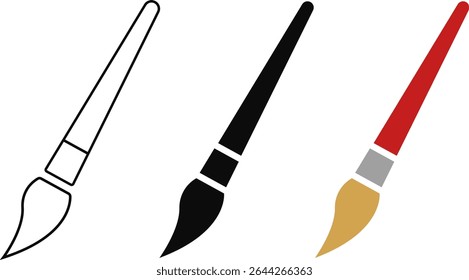 Conjunto de ícones do Pincel. Pincel variado. Elementos de ferramentas de pintura. símbolo de melhoria inicial