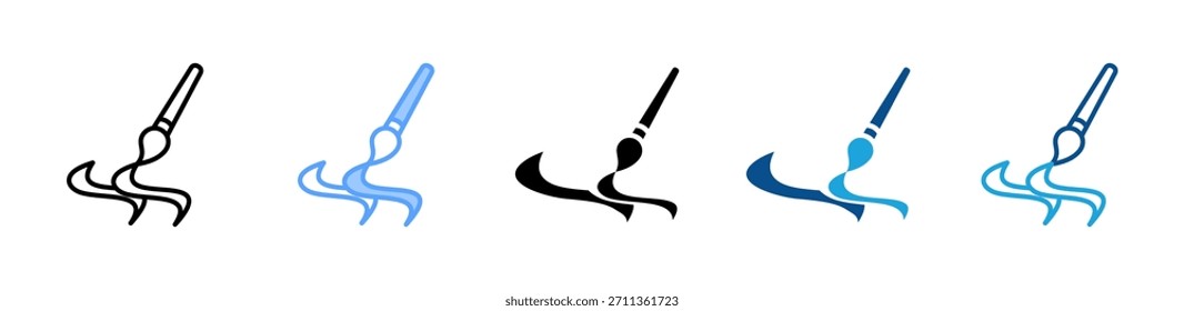 Paintbrush icon set multiple style collection