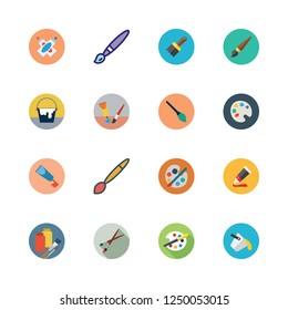 paintbrush icon set. vector set about paint tube, paint bucket, paint brush and paint palette icons set.