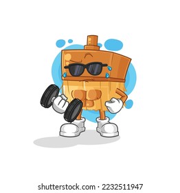the paintbrush lifting dumbbell vector. cartoon character