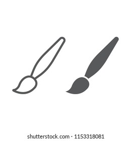 Paintbrush line and glyph icon, tools and art, brush sign, vector graphics, a linear pattern on a white background, eps 10.