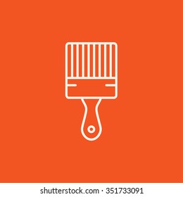 Paintbrush line icon for web, mobile and infographics. Vector white icon isolated on red background.