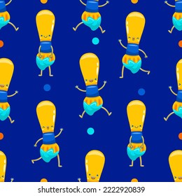 Paintbrush Mascot in Seamless Pattern