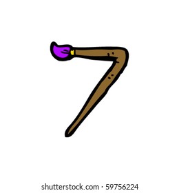 paintbrush numeral seven cartoon