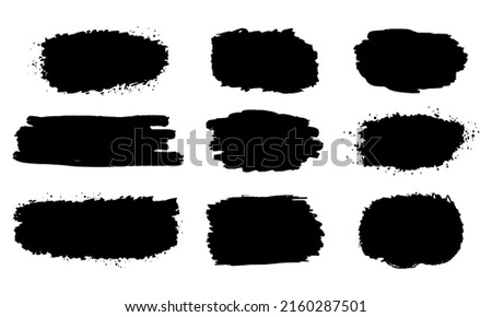 Paintbrush on set. grunge artistic brush strokes. Dirty distress texture banners. black paint background. grunge backdrop. vector illustration
