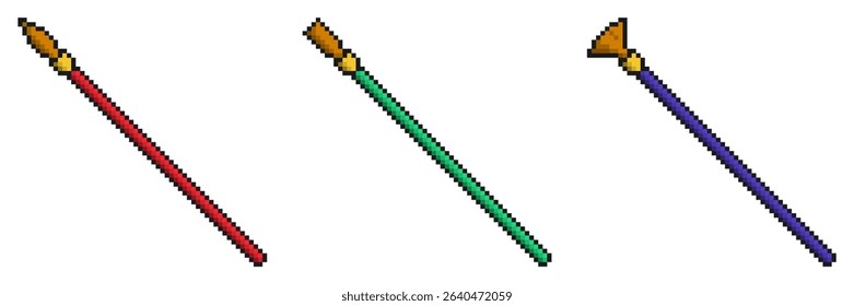 Paintbrush on Type in Color Handle, Pixel Art Icon Set