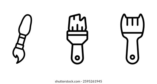 paintbrush outline or line icon design bundle.