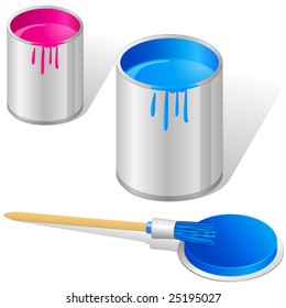 paintbrush and paint bucket