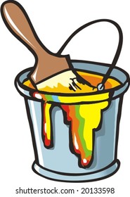 Paintbrush in a paint can, element for design, vector illustration