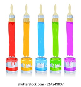 paintbrush, paint cans. vector illustration