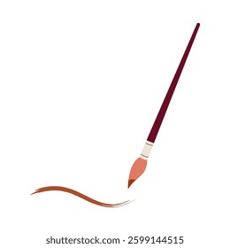 Paintbrush and paint trace. Flat vector illustration on white background
