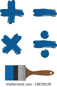 Paintbrush with painted math symbols 