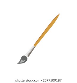 Paintbrush for painting and crafts, wooden handle and gray bristles. Suitable for art and creativity concepts in design projects.