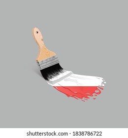 Paintbrush painting poland flag - stock vector