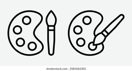 Paintbrush and Palette Icon. Artist Palette and Brush Design. Creative Painting Tools Icon.