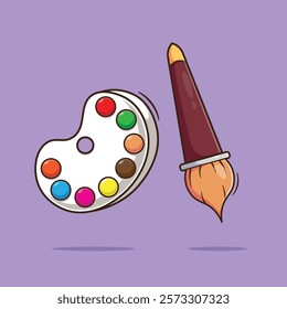 Paintbrush and Palette vector icon illustration art drawing tools equipment for artist artistic school creativity