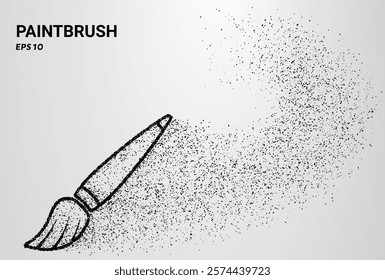 Paintbrush of particles. Paintbrush consists of small circles. Vector illustration.