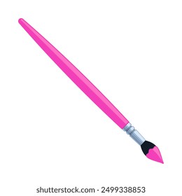 Paintbrush with pink handle and ink. Flat vector illustration isolated on white background. Art and creativity concept. Perfect for educational materials and design projects