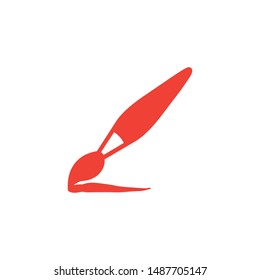 Paintbrush Red Icon On White Background. Red Flat Style Vector Illustration.
