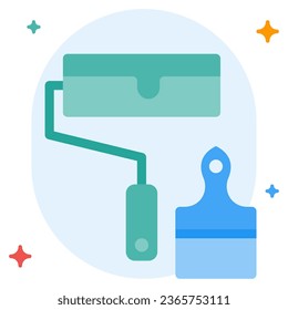 Paintbrush and Roller icon illustration, for uiux, infographic, etc