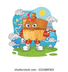 la caricatura del pincel samurai. vector de mascota de dibujos animados