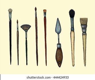 Paintbrush set hand drawn artistic tools