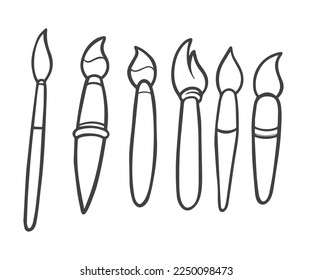 Paintbrush set with hand drawn sketch and outline style	
