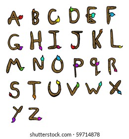 paintbrush shaped alphabet