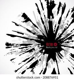 Paintbrush splashes, acrylic firework, vector grunge background.