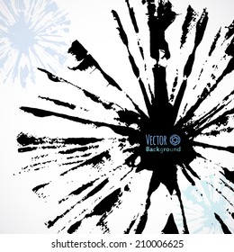 Paintbrush splashes, hand drawn firework, vector grunge background.