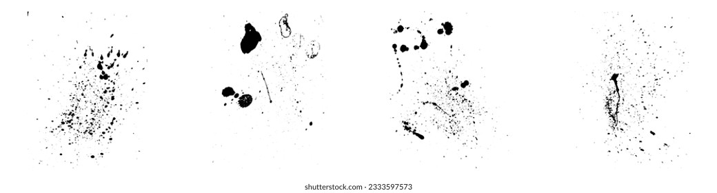 Paintbrush-Platter, Rough Spatter. Paint Brush Splotch Set. Spritzzelle, Staintextur. Messy Splat Kollektion. Schwarze abstrakte Splash. Dirty Grunge Design Element. Einzelne Vektorgrafik.