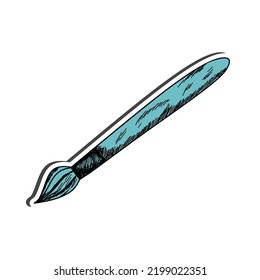 Paintbrush sticker with shadow on education theme. Back to school. Vector illustration.