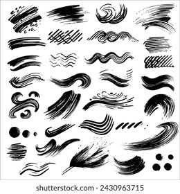 Paintbrush stroke set, brush stroke abstract shapes, Vector black paint, ink brush stroke, brush, line or texture..