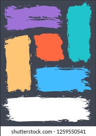 Paintbrush strokes for template of poster. Abstract background created using brush strokes of different colors.  