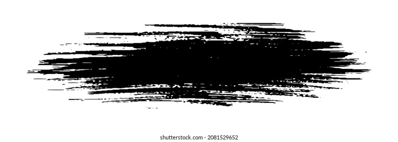 Paintbrush swoosh. Paint brush strokes. Grunge long smudge texture. Scribbles hand drawn ink. Painted stripe. Black strips isolated on white background. Rough line. Distressed straight stamp. Vector