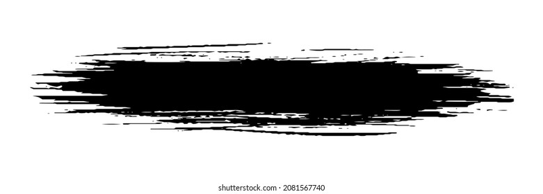 Paintbrush swoosh. Paint brush strokes. Grunge long smudge texture. Scribbles hand drawn ink. Brushed stripe. Black strips isolated on white background. Rough line. Distressed straight stamp. Vector