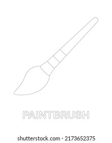 Paintbrush tracing worksheet for kids