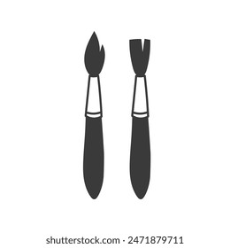 Paintbrush type doodle line Icon. Artist and Painter work tools. Drawing symbol. Isolated vector illustration.