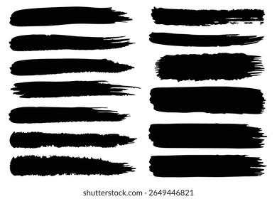 Coleção de vetores do Pincel. Elementos Grunge, Traçado de pincel, pincel de tinta, linhas grunge.