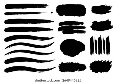 Paintbrush vector collectie. Grunge-elementen, penseelstreek, inktverfborstel, grunge-lijnen.