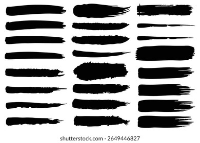 Coleção de vetores do Pincel. Elementos Grunge, Traçado de pincel, pincel de tinta, linhas grunge.
